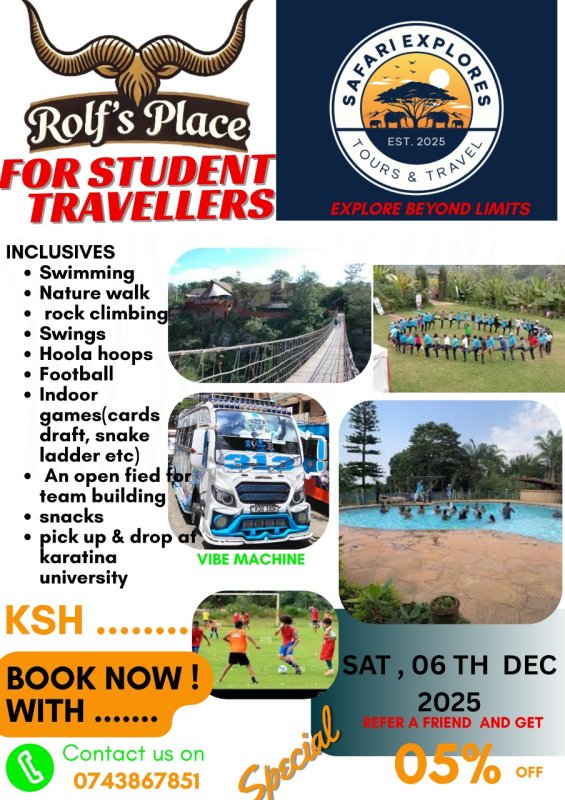 Rolf’s Place Student Adventure Getaway – By Safari Explores Tours & Travel-Best Comrades Adventure Getaway – Rolf’s Place (By Safari Explores Tours & Travel)